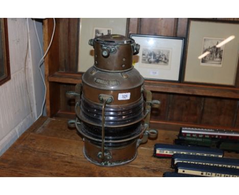 A Bullpitt &amp; Sons, Birmingham, 1901 brass and copper signal red ships lamp