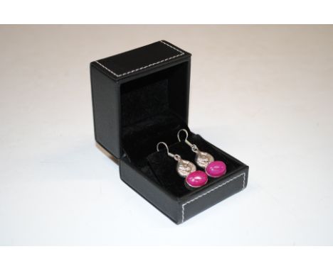 A pair of 925 silver and Indian ruby earrings