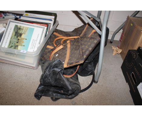 A Louis Vuitton style holdall etc.
