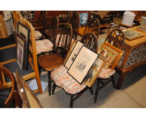 Eight stick back chairs, to include six standards and two carvers