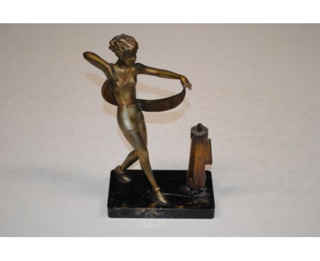 A Lorenzl style figural decorated table lighter 