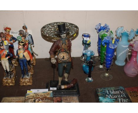 A painted spelter figure clock AF