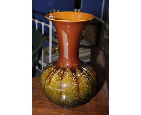 Large Linthorpe pottery vase with flared top, the base marked Linthorpe with initials and no. 882 (hairline crack)