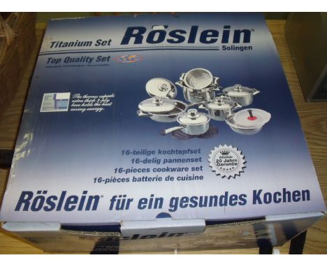 As new in box Roslein Solingen Titanium set of saucepans