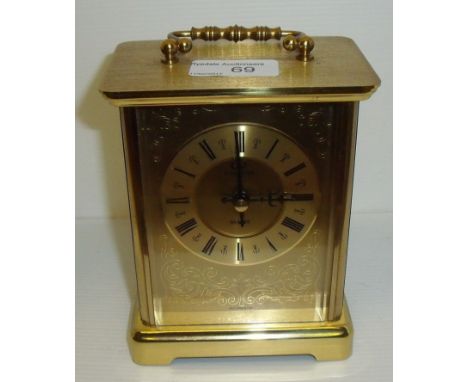 H Samuels brass finish Quartz carriage clock