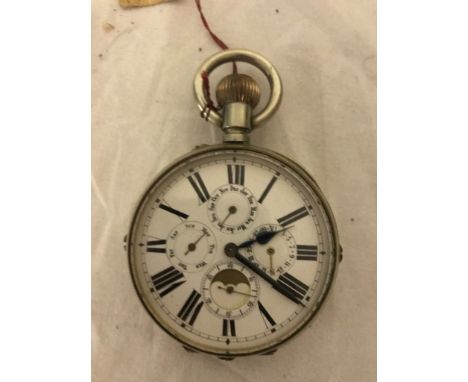 A 19th century calendar moonphase pocket watch CONDITION REPORT: Clock is running well. Moonphase ceramic missing. DF + G sta