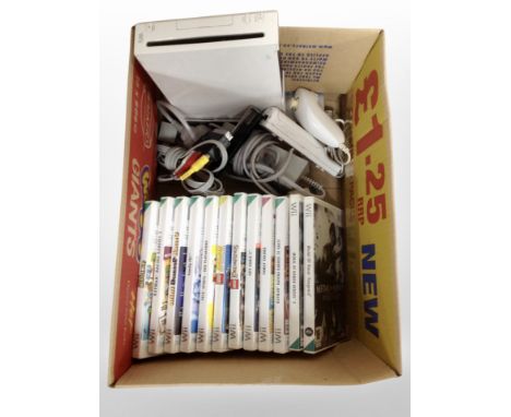 A Nintentdo Wii console, accessories, and assorted games.