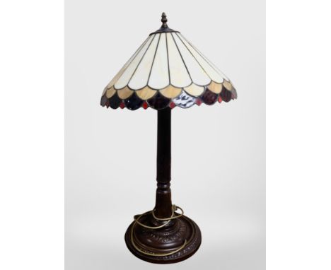 A Tiffany style patinated metal table lamp, height 72 cm 