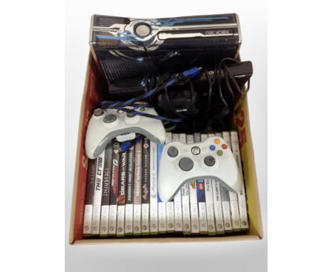 An Xbox 360 Halo 4 console, controllers and assorted games, and Kinect.