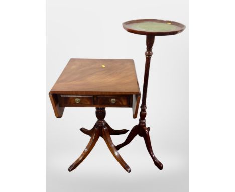 A Regency style drop leaf occasional table and a tripod table 