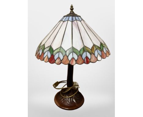 A Tiffany style patinated metal table lamp, height 54 cm 