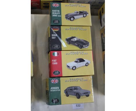 Four new boxed Atlas 1:43 scale model cars 