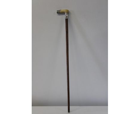 A hallmarked silver &amp; ivory handled vintage walking stick 