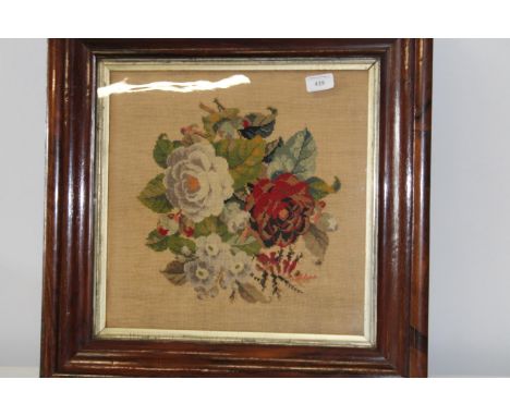 An oak framed embroidered tapestry 54cm x 54cm 