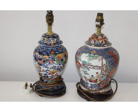 Two Oriental ceramic table lamps 