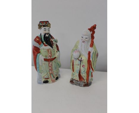 Two ceramic Chinese deity figures 