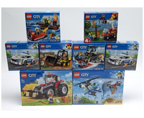Lego City group to include (1) #60207 Sky Police Drone Chase; (2) #60219 Construction Loader; (3) #60287 Tractor, (4) #60239 