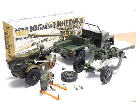 Palitoy/Cherilea Action Man Vintage group of vehicles including (1) loose/unboxed 34713 Land Rover - with fold-down windscree