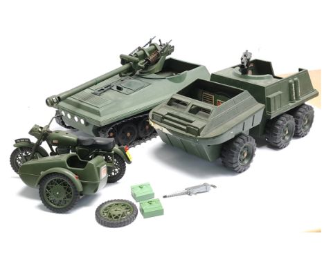 Palitoy Action Man Vintage group of loose/unboxed vehicles including (1) #34710 unboxed Scorpion Tank - modified using the #3