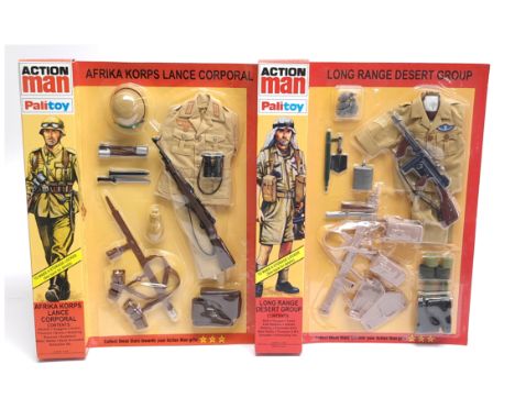 Hasbro/Palitoy Action Man 40th Anniversary, (1) Afrika Korps Lance Corporal Set, (2) Long Range Desert Group Set - Mint in Ne