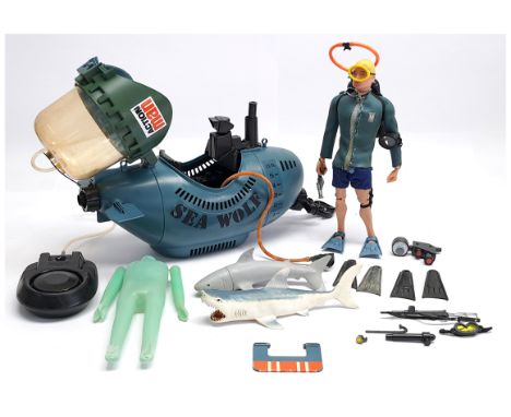 Palitoy Action Man Vintage pair includes (1) loose/unboxed painted head dressed figure, plus accessories - not checked for co