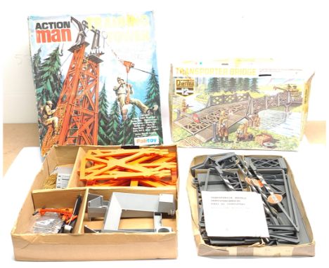 Palitoy Action Man Vintage Training Tower #34725 with Escape Slide and Crane in original box, various contents - not checked 
