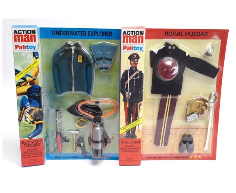 Hasbro/Palitoy Action Man 40th Anniversary, (1) Royal Hussar Set, (2) Underwater Explorer Set - Mint in Near Mint sealed lock