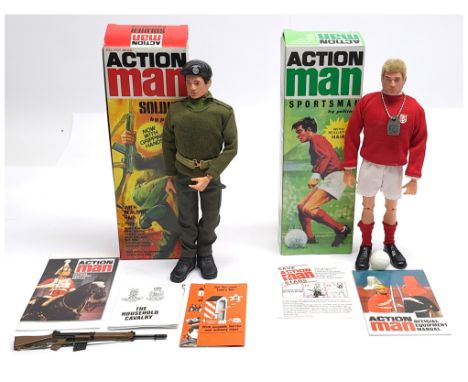 Hasbro/Palitoy Action Man 40th Anniversary (or similar) pair of figures (1) Soldier with leaflets, (2) Sportsman with leaflet