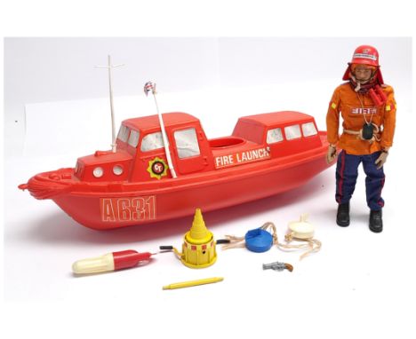 Palitoy/Cherilea &nbsp;Action Man Vintage unboxed pair (1) blonde flock hair dressed as fire fighter, (2) Cherilea Fire Launc