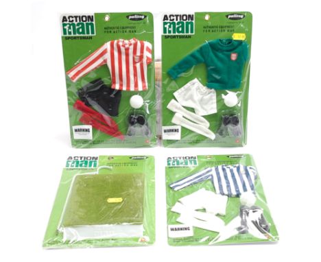 Hasbro/Palitoy Action Man 40th Anniversary (or similar) group, 34806 - 3 x different Sportsman kits, 34808 Sportsman stand - 