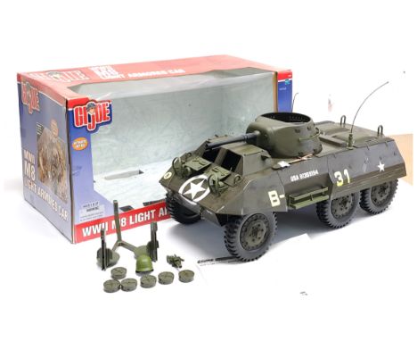 Hasbro G I Joe boxed 53046 WWII M8 Light Armored Car, not checked for completeness but the 2 figures indicated on the box are