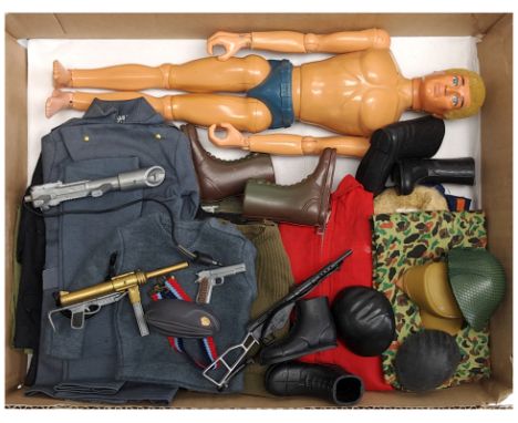 Palitoy vintage Action Man, unboxed group to include undressed eagle eyed figure (hands appear to be reproduction and 1 foot 