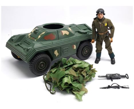 Palitoy Action Man Vintage pair includes (1) loose/unboxed flock head dressed figure, plus accessories - not checked for comp