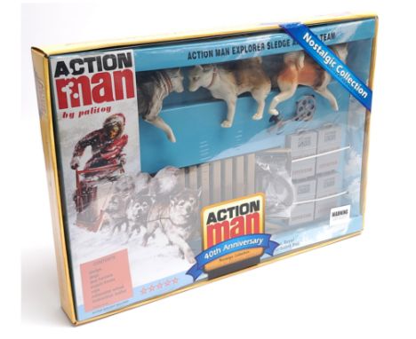 Hasbro/Modellers Loft Action Man 40th Anniversary, AM030 Nostalgic collection comprising Action Man Explorer Sledge and Dog T