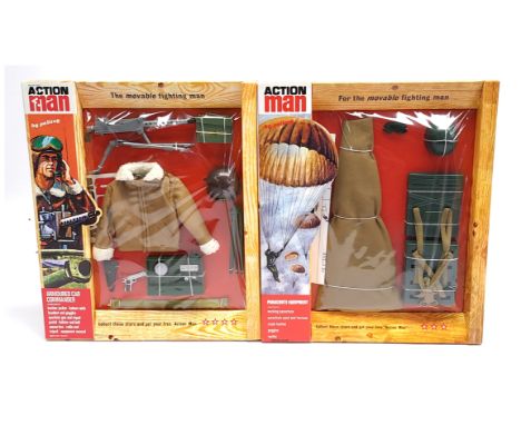Hasbro/Palitoy Action Man 40th Anniversary, (1) Armoured Car Commander Set, (2) Parachute Equipment - Mint in Near Mint seale