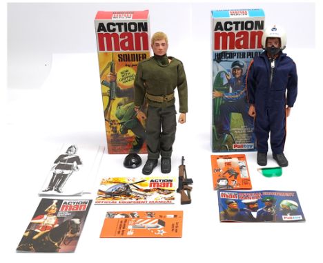 Hasbro/Palitoy Action Man 40th Anniversary (or similar) pair of figures (1) Soldier with gripping hands, leaflets, (2) Helico