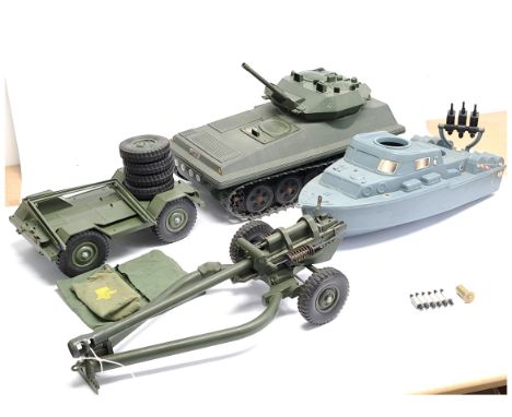 Palitoy/Cherilea Action Man Vintage group of loose/unboxed vehicles including (1) #34710 unboxed Scorpion Tank, (2) #34720 10