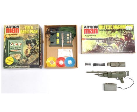 Palitoy Action Man vintage pair (1) 34155 Field Radio Pack comprising radio, headset, bag and 3 x discs - with inner card pac
