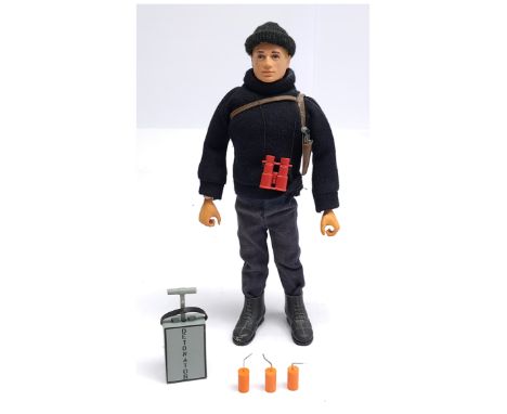 Palitoy Vintage Action Man French Resistance Fighter, light painted head, gripping hands, wearing sweater, trousers, shoulder