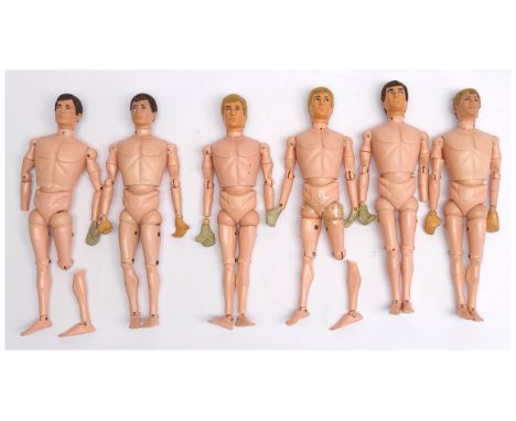 Palitoy Action Man vintage flock head figures/loose/undressed, a group which appear to be generally Fair to Poor (all have so