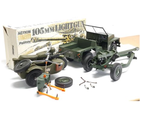 Palitoy/Cherilea Action Man Vintage group of vehicles including (1) loose/unboxed 34713 Land Rover - with fold-down windscree