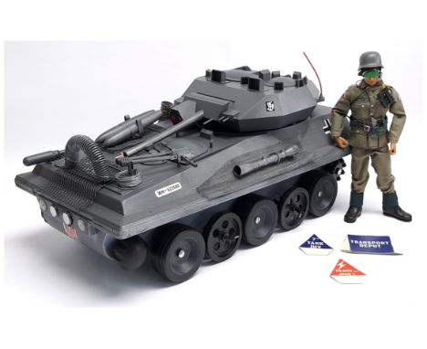 Palitoy Action Man Vintage pair includes (1) loose/unboxed flock head dressed figure, plus accessories - not checked for comp