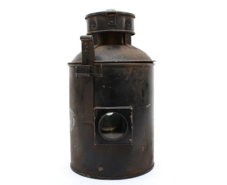 A round G.W.R lamp-case complete with internal copper-base lamp (stamped G.W.R Reading) and burner.