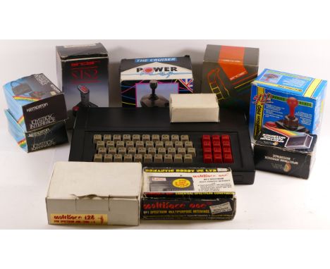 Spectrum hardware items, to include a cased keyboard, a multiface 128 (boxed) a multiface one by Romantic Robot, (boxed) a bo