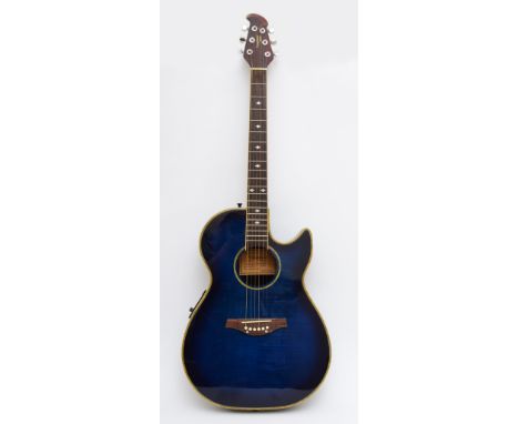A Tanglewood Odyssey electro acoustic guitar, model no TMO-7CGS STBL, soft case. 