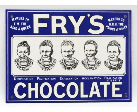 A single sided reproduction enamel sign, advertising Fry's Chocolate, 26 x 19cm