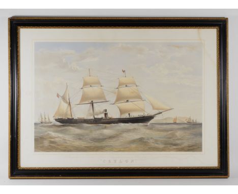 After T.G. Dutton, Ceylon, an iron screw steamship, c.1870, lithograph by Day &amp; Sons, 50 x 72cm 