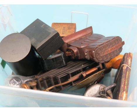 A 'Victorian' marine telescope, London 1915, wall-mounting iron cantilever rack, further engineering tools and a carved wood 