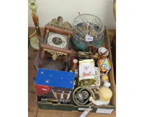 A Dutch period-style wall clock, Mamod steam engine, pair of Carltonware ash-trays, etc. 