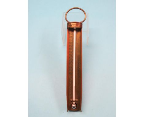 A Negretti & Zambra oven thermometer, copper with brass register plate, 14in.